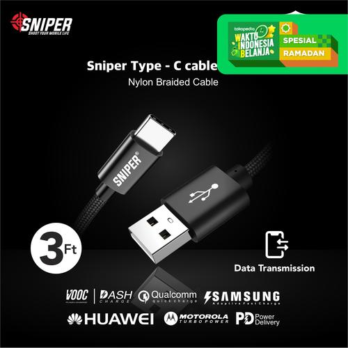 Foto Produk Sniper Cable Nylon Braided Type-C 3ft /0.9m - Black dari Sniper Indonesia