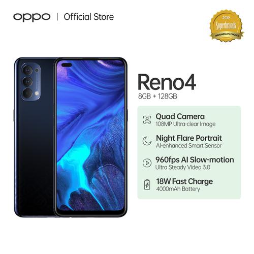 Foto Produk OPPO Reno4 Smartphone 8GB/128GB (Garansi Resmi) - Hitam dari OPPO OFFICIAL STORE