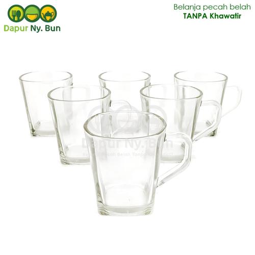 Foto Produk 6 Pcs Gelas Kaca Benedict / Volume 200ml / Mug Kaca dari Dapur Ny.Bun