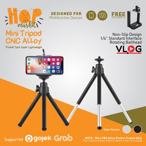 Foto Produk Desktop Mini Tripod HP 2-Section with Holder U Universal Smartphone - BLACK dari HOP Market