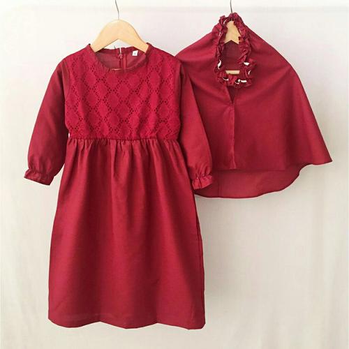 Foto Produk Gamis Katun Brukat Baju Busana Muslim Anak Perempuan 1 2 3 4 5 6 Tahun - SIZE 1 dari niagaid