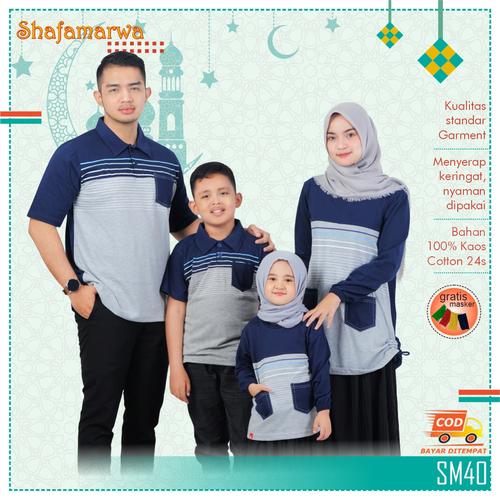 Foto Produk Sarimbit Shafamarwa 40 - Navy | Kaos Couple | Baju Keluarga - Anak Lk 2-6 dari locell