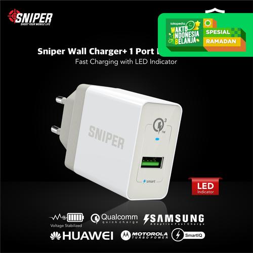 Foto Produk Sniper Wall Charger+ 1 Port Fast Charging Qualcomm QC 3.0 - White dari Sniper Indonesia