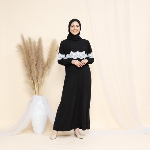 Foto Produk Nafashakila Laura Dress Abaya Muslim Hitam Putih dari nafashakila