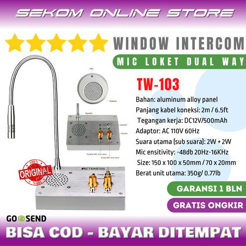 Foto Produk RETEKESS Dual Way Window Counter Intercom - Mic Loket 2 Arah TW-103 dari SEKOM ONLINE STORE