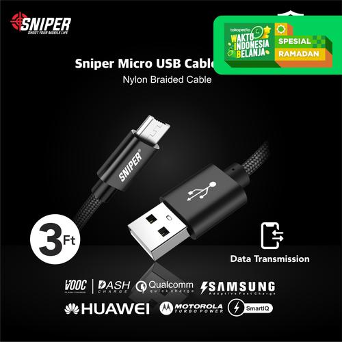 Foto Produk Sniper Cable Nylon Braided Micro USB 3ft /0.9m - Black dari Sniper Indonesia