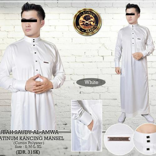 Gambar Jubah Saudy Al Amwa Platinum Kancing Manset Polyester - Putih, S dari LapakMuslim Jakarta Pusat Tokopedia