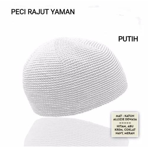 Gambar PECI RAJUT YAMAN TEBAL TERJAMIN RAJUTAN MANUAL MUSLIM FASHIN PRIA - Putih dari yora shop1 Jakarta Pusat Tokopedia