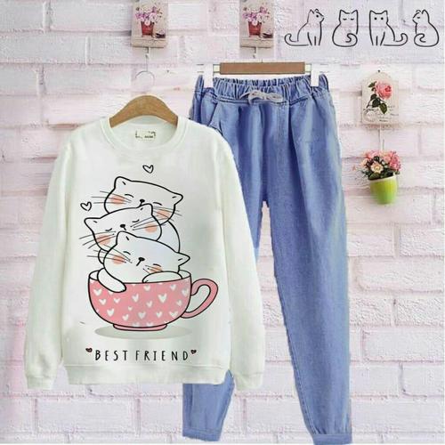Foto Produk Baju Setelan Sweater Kaos Anak Remaja Perempuan Wanita Korea Tanggung dari Khasanahgallery