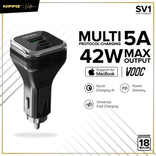 Foto Produk Hippo Elite SV-1 Car Charger 42W Multi Protocol Charging - Hitam dari Hippo Elite
