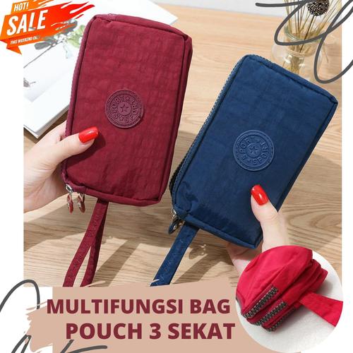 Foto Produk Travel Pouch / Pouch Bag / Pouch Nylon 3 Sekat Multifungsi - 5. PURPLE dari Rising.collection