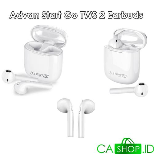 Foto Produk Advan Start Go TWS 2 Earbuds Earphone Bluetooth - New Garansi Resmi - White dari CA Shop