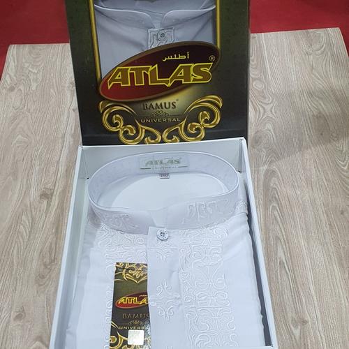 Foto Produk Baju muslim pria bamus koko atlas panjang pendek original obral - Putih, L dari kieven