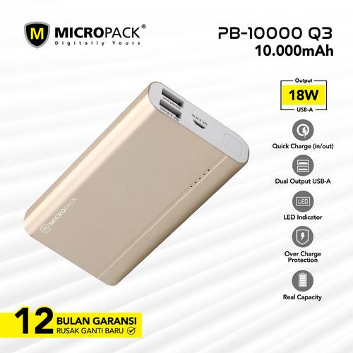 Foto Produk MICROPACK POWERBANK 10.000 MAH QUICK CHARGE 3.0 PB-10000Q3 - Emas dari Micropack Official Store