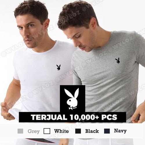 Foto Produk Baju Kaos Dalam Oblong Singlet Gym Fitness Playboy Cowok Pria Murah - M to All Size, Putih dari Wyloz Original