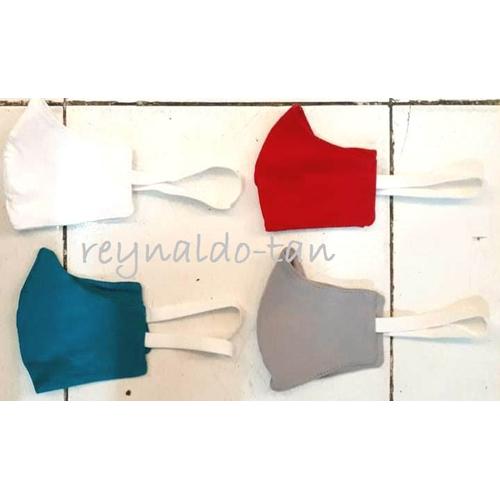 Foto Produk 12 Pcs Masker Kain Hijab Jilbab Polos Warna Tali Karet Monyong 2 ply dari reynaldo-tan