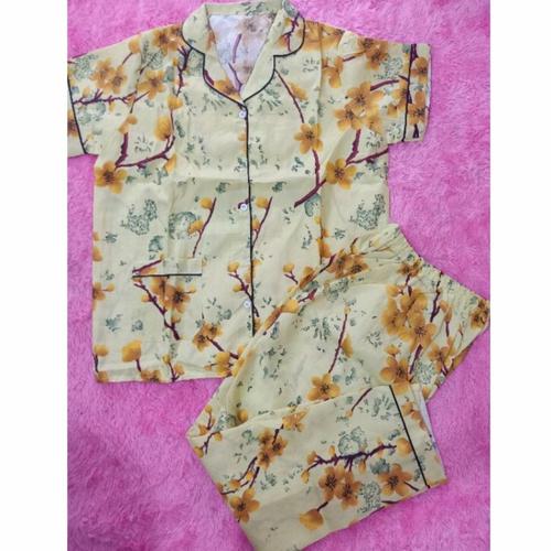Foto Produk PIYAMA CP Fit To L Motif NEW SAKURA LD100 - Kuning dari cantik piyama