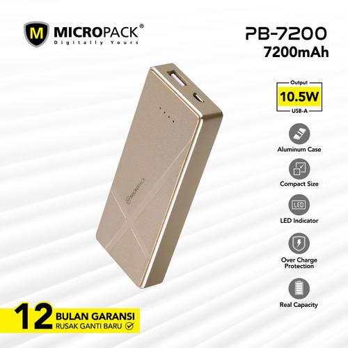 Foto Produk MicroPack Power Bank Li-Polymer 7200 mAh PB-7200 - Kuning dari Micropack Official Store
