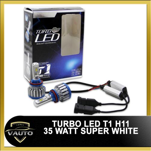 Foto Produk Turbo LED Headlight - Bohlam Lampu LED T1 H8 / H11 35W Super White dari vauto