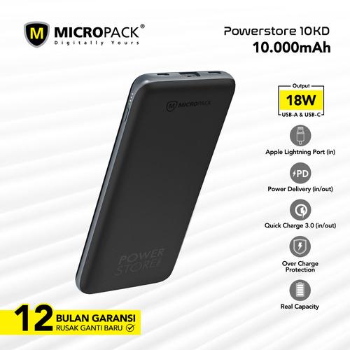 Foto Produk Micropack Power Bank 10000mAh 3 Input Micro USB/USB C/Lightning dari Micropack Official Store