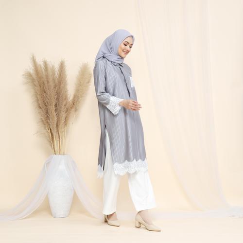 Foto Produk Nafashakila Raniya Atasan Tunik Muslim Pink, Abu, Hitam bisa Busui - Abu-abu dari nafashakila