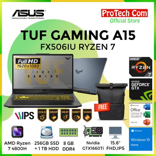 Foto Produk ASUS TUF GAMING A15 FX506IU RYZEN 7 4800H 8GB 256GB+1TB GTX1660Ti 6GB dari Protech Computer