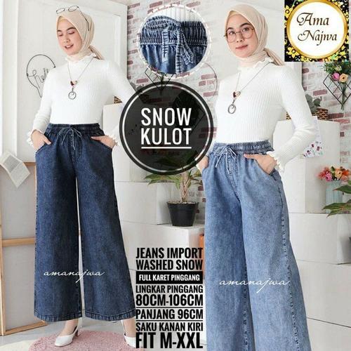 Jual Celana Kulot Jeans Snow Blue 