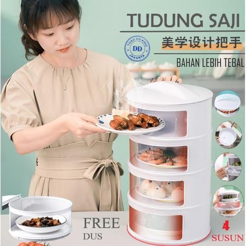 Foto Produk TUDUNG SAJI SUSUN RAK MAKANAN 4 SUSUN FOOD COVER TAHAN PANAS BOX - Putih dari TOKO DD KING