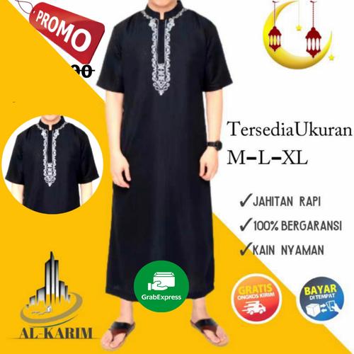 Foto Produk BAJU JUBAH GAMIS MUSLIM PRIA DEWASA ARAB PRIA BORDIR - Hitam Pendek, M dari Cak Karim17