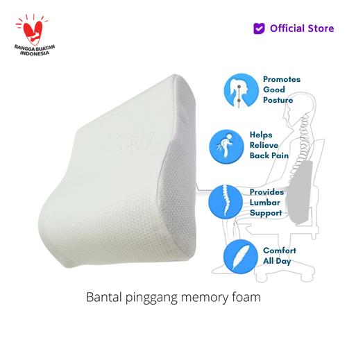 Foto Produk Vablo bantal pinggang memory foam- back cushion memory foam - white dari Vablo_id