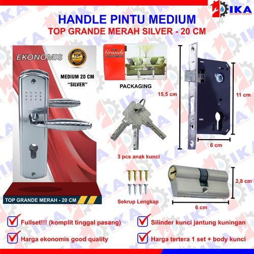Foto Produk GAGANG RUMAH HANDLE SET + KUNCI PINTU 15 & 20 CM SMALL & MEDIUM - GRAN20CMSILVER dari Indokaryaabadi