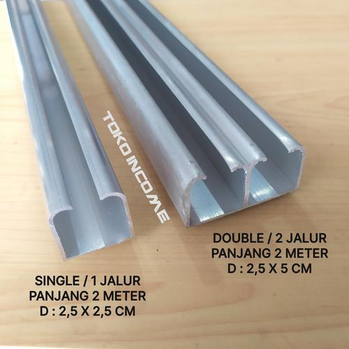Foto Produk Rel Sliding B 004 Aluminium Pintu Geser / Gantung Single Double 2 M dari Toko Income