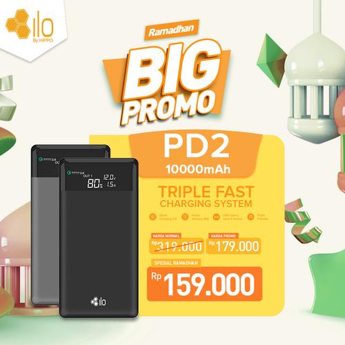 Foto Produk Hippo Power Bank Ilo PD2 10000 mAh Triple Quick Charging 3.0 - Abu-abu dari iLo Official Store