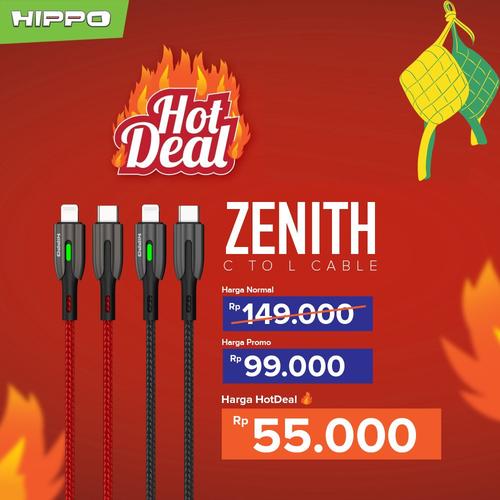 Foto Produk Hippo Zenith CL-01 Kabel PD USB Type C to Lightning With PD INDICATOR - Hitam dari Hippo Official Store