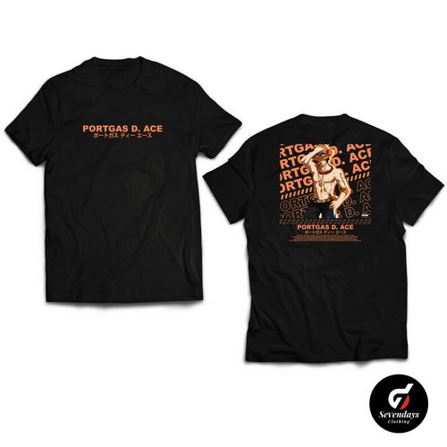 Foto Produk Kaos PORTGAS D ACE ANIME ONE PIECE MONKEY D LUFFY MANGA TSHIRT BAJU - Hitam, XXS dari Sevendaysid