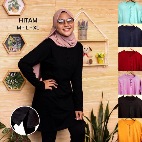 Foto Produk kaos tunik muslim/tunik kaos/tunik polos catun combet 24s - Hitam, M dari Venymey