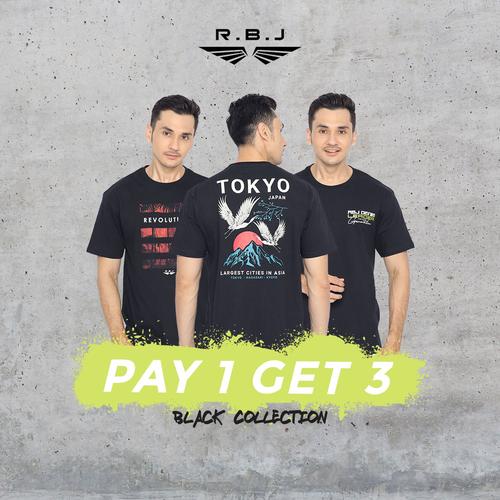 Foto Produk Pay 1 Get 3 RBJ T-Shirt All Black Collection - Paket BC01, M dari RBJ Official