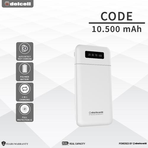 Foto Produk DELCELL CODE 10500mAh PowerBank (Digital Dislpay + Fast Charger 2.4A ) - Putih dari DelCell