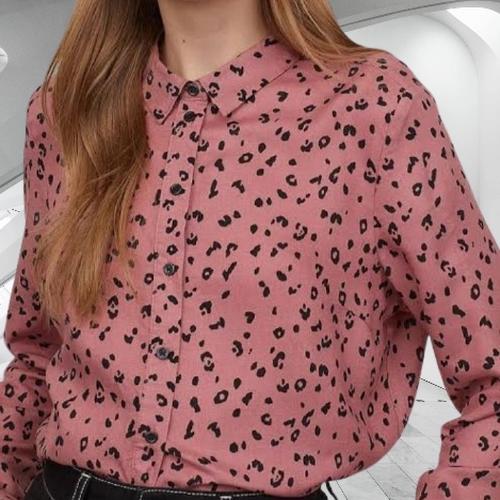 Jual H\u0026M viscose shirt leopard pink 