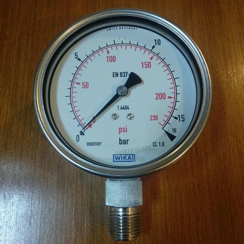 Jual Pressure Gauge Wika 4 inch 16 bar/230 psi full ss 1/2 NPT