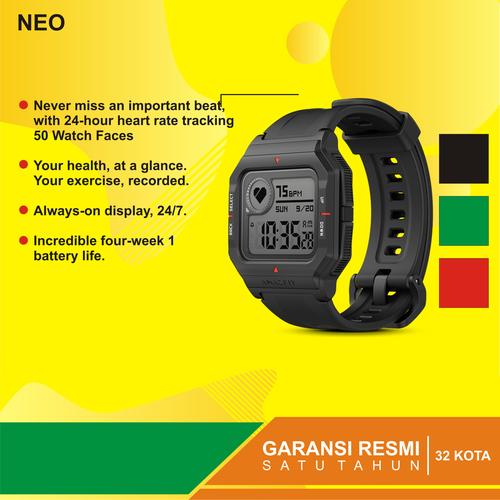 Foto Produk Amazfit Neo Retro Smartwatch Heart Rate 24/7 Garansi resmi 1tahun - Merah dari Kardel Shop
