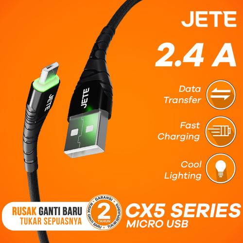 Foto Produk Kabel Data Micro USB JETE CX5 2.4A Fast Charging - Hitam dari JETE Official Surabaya