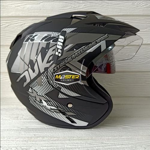 Foto Produk Helm 2 kaca (Double Visor) Murah Black doff Abu Duke BXP dari Master Helmet