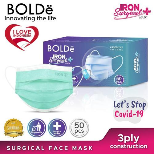 Foto Produk Iron Surgical Mask 3Ply isi 50pcs - Hijau dari BOLDe Official Store