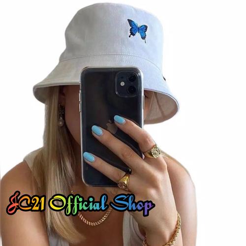 Jual Bucket Hat Butterfly - Putih - Kab 