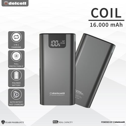 Foto Produk Delcell COIL 16000mAh Powerbank Real Capacity Garansi 2 Tahun - Black dari DelCell