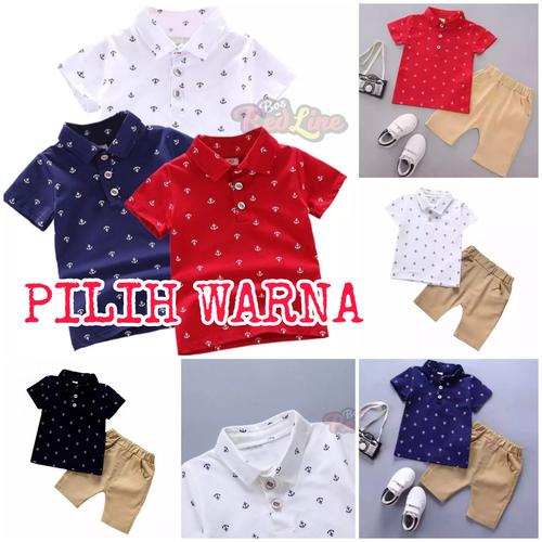 Foto Produk Setelan Anak Kekinian motif Jangkar bahan katun umur 0-5 tahun - Hitam, 9 bulan dari RED_LINE