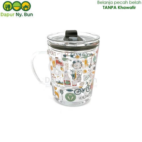 Foto Produk Premium Gelas Kaca Borosilikat GAGANG Ukuran 400ml + Tutup dari Dapur Ny.Bun