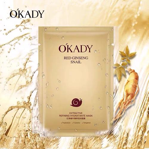 Foto Produk OKADY RED GINSENG SNAIL EXTRACTIVE REFINING HYDRATE MASK MASKER WAJAH dari Bursa Cosmetik Murah