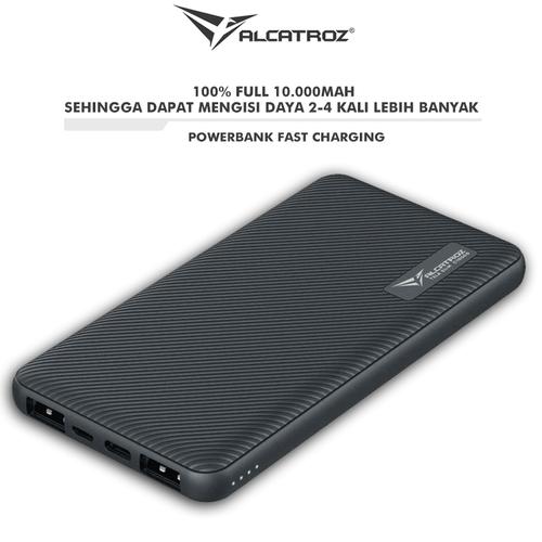 Foto Produk Alcatroz Tzla REAL 10000mAh PowerBank Fast Charging + Type C - Hitam dari Alcatroz Official Store